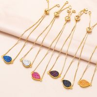 Simple Style Water Droplets Copper Plating Inlay Artificial Gemstones 18k Gold Plated Bracelets main image 3