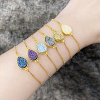 Simple Style Water Droplets Copper Plating Inlay Artificial Gemstones 18k Gold Plated Bracelets main image 1