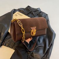 Women's Pu Leather Solid Color Vintage Style Square Flip Cover Shoulder Bag main image 5