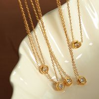 Simple Style Geometric Titanium Steel Plating Inlay Zircon 18k Gold Plated Necklace main image 3