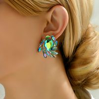 1 Pair Elegant Luxurious Shiny Wings Plating Metal Inlay Zinc Alloy Glass Ear Studs main image 6