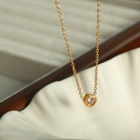 Einfacher Stil Geometrisch Titan Stahl Überzug Inlay Zirkon 18 Karat Vergoldet Halskette sku image 1