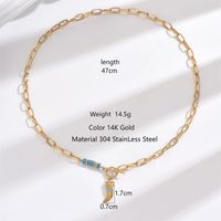 304 Stainless Steel Vacation Ethnic Style Enamel Plating Inlay Horns Eye Turquoise Resin Necklace main image 3