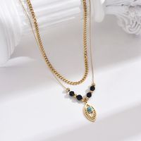 304 Stainless Steel Vacation Ethnic Style Enamel Plating Inlay Horns Eye Turquoise Resin Necklace main image 8