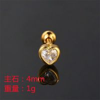 1 Piece Simple Style Heart Shape Plating Inlay Stainless Steel Copper Zircon White Gold Plated Ear Studs main image 6