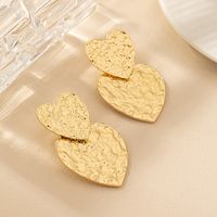 1 Pair Ig Style Retro Heart Shape Plating Alloy Zinc Drop Earrings main image 3