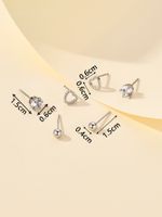 3 Pairs Elegant Simple Style Star Moon Heart Shape Stamping Polishing Stainless Steel Zircon Ear Studs main image 5