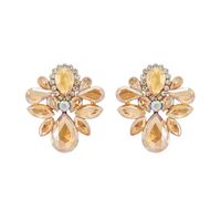 1 Pair Glam Shiny Flower Plating Inlay Alloy Glass Ear Studs main image 5