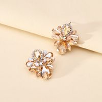 1 Pair Glam Shiny Flower Plating Inlay Alloy Glass Ear Studs main image 3