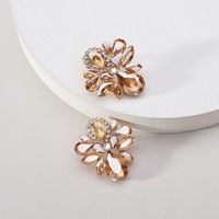 1 Pair Glam Shiny Flower Plating Inlay Alloy Glass Ear Studs main image 4