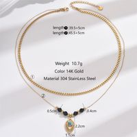 304 Stainless Steel Vacation Ethnic Style Enamel Plating Inlay Horns Eye Turquoise Resin Necklace sku image 2