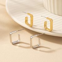 1 Pair Simple Style Classic Style Square Plating Iron Ear Studs main image 1