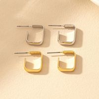1 Pair Simple Style Classic Style Square Plating Iron Ear Studs main image 5