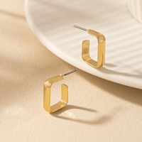1 Pair Simple Style Classic Style Square Plating Iron Ear Studs main image 4