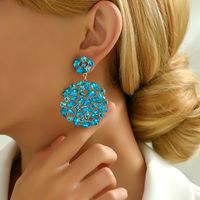 1 Pair Elegant Luxurious Geometric Plating Hollow Out Inlay Zinc Alloy Rhinestones Drop Earrings main image 7