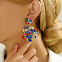 1 Pair Elegant Luxurious Geometric Plating Hollow Out Inlay Zinc Alloy Rhinestones Drop Earrings main image 1
