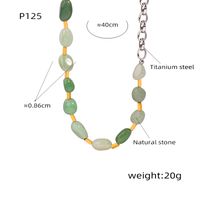 Ig Style Geometric Natural Stone Titanium Steel Beaded Plating 18k Gold Plated Necklace main image 2