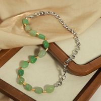Ig Style Geometric Natural Stone Titanium Steel Beaded Plating 18k Gold Plated Necklace main image 4