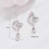 1 Pair Elegant Shiny Water Droplets Eye Plating Inlay Copper Artificial Pearls Zircon White Gold Plated Drop Earrings main image 2