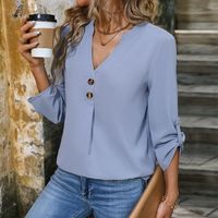 Women's Blouse Short Sleeve Blouses Casual Classic Style Solid Color main image 4