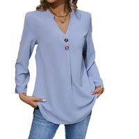 Femmes Chemisière Manche Courte Blouses Décontractée Style Classique Couleur Unie main image 5