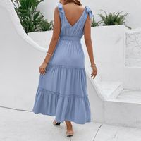 Women's Regular Dress Elegant V Neck Lettuce Trim Sleeveless Solid Color Midi Dress Daily Street main image 4