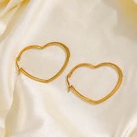 1 Pair Simple Style Heart Shape Flower Plating 304 Stainless Steel Hoop Earrings main image 4