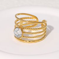 304 Stainless Steel 18K Gold Plated Roman Style Plating Inlay Geometric Beads Open Rings main image 2