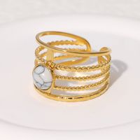304 Stainless Steel 18K Gold Plated Roman Style Plating Inlay Geometric Beads Open Rings sku image 2