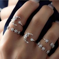 Europäischer Und Amerikanischer Grenz Überschreiten Der Fünfteiliger Diamant-ring-anzug Frauen Retro Star Moon Kristall Gelenk Ring sku image 1