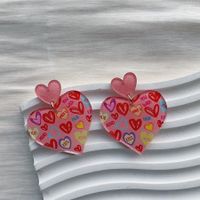 1 Pair Elegant Romantic Heart Shape Arylic Drop Earrings sku image 3