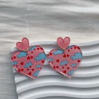 1 Pair Elegant Romantic Heart Shape Arylic Drop Earrings sku image 4
