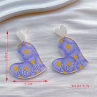 1 Pair Sweet Heart Shape Arylic Drop Earrings main image 2