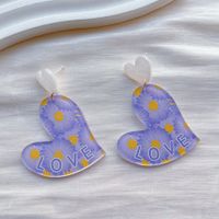 1 Pair Sweet Heart Shape Arylic Drop Earrings sku image 3