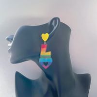1 Pair Sweet Letter Rainbow Arylic Drop Earrings main image 5