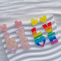 1 Pair Sweet Letter Rainbow Arylic Drop Earrings main image 3