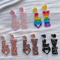 1 Pair Sweet Letter Rainbow Arylic Drop Earrings main image 6