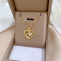 Wholesale Simple Style Star Moon Heart Shape Titanium Steel Copper Plating Inlay Artificial Gemstones Pendant Necklace main image 3