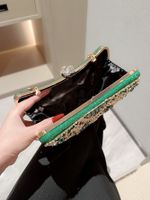 Green Gold Polyester Color Block Rhinestone Evening Bags main image 5