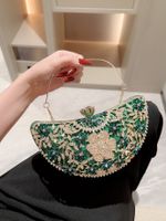 Green Gold Polyester Color Block Rhinestone Evening Bags main image 4