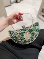 Green Gold Polyester Color Block Rhinestone Evening Bags main image 3