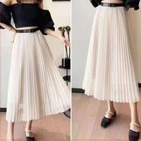 Summer Spring Autumn Classic Style Solid Color Polyester Maxi Long Dress Skirts sku image 1