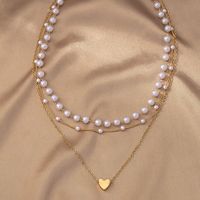 Elegant Einfacher Stil Herzform Kunststoff Zinklegierung Frau Dreilagige Halskette main image 5