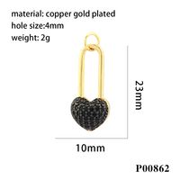 1 Piece Ig Style Elegant Sweet Heart Shape Lock Copper Plating Inlay Pendant Jewelry Accessories main image 4