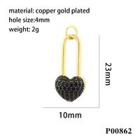 1 Piece Ig Style Elegant Sweet Heart Shape Lock Copper Plating Inlay Pendant Jewelry Accessories sku image 4