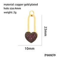 1 Piece Ig Style Elegant Sweet Heart Shape Lock Copper Plating Inlay Pendant Jewelry Accessories main image 3