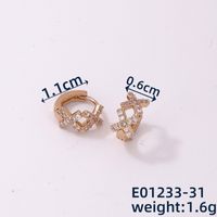 1 Piece Casual Simple Style Geometric Copper Zircon Rose Gold Plated Silver Plated Hoop Earrings sku image 3