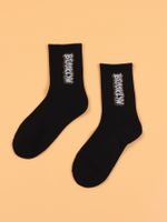 Unisex Casual Sports Letter Cotton Crew Socks A Pair sku image 14