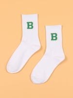 Unisex Casual Sports Letter Cotton Crew Socks A Pair sku image 10