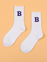 Unisex Casual Sports Letter Cotton Crew Socks A Pair sku image 13